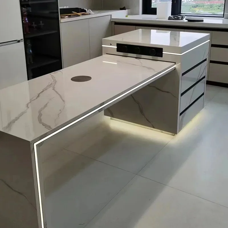 Rock slab island table one household butter wind multi-function induction cooker retractable modern simple light luxury restaura
