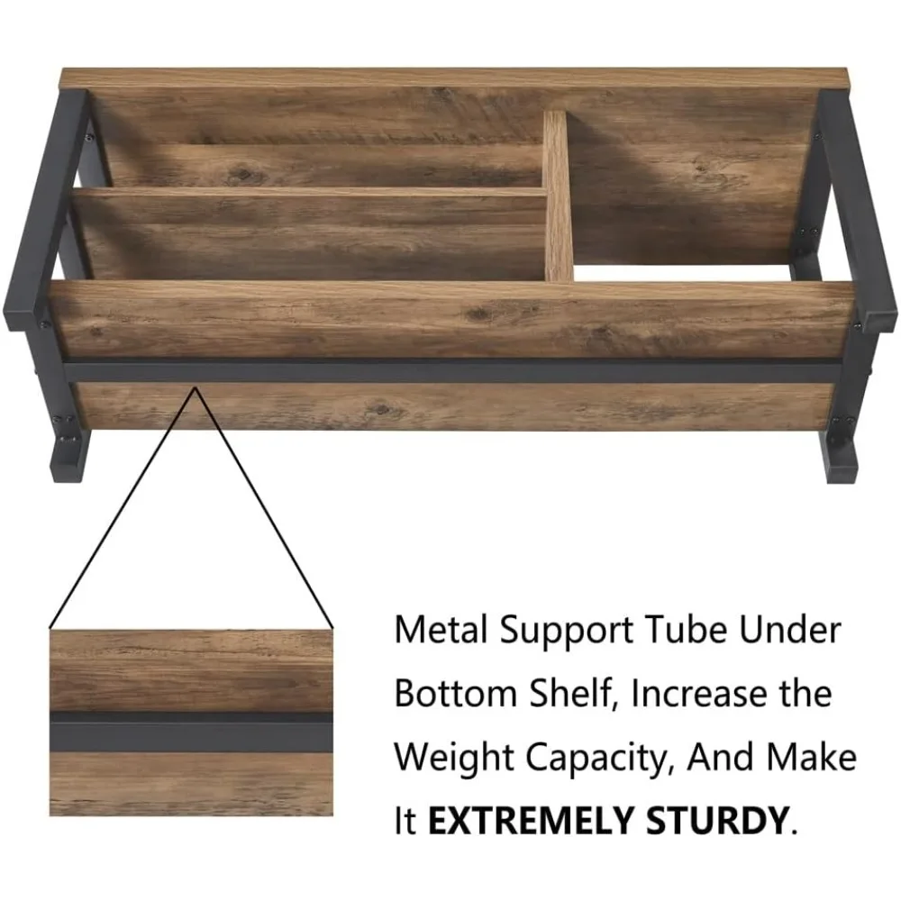 foluban shoe bench for entryway, wood and metal indoor bench with shoe storage and seating for bedroom, hallway, living room, ru