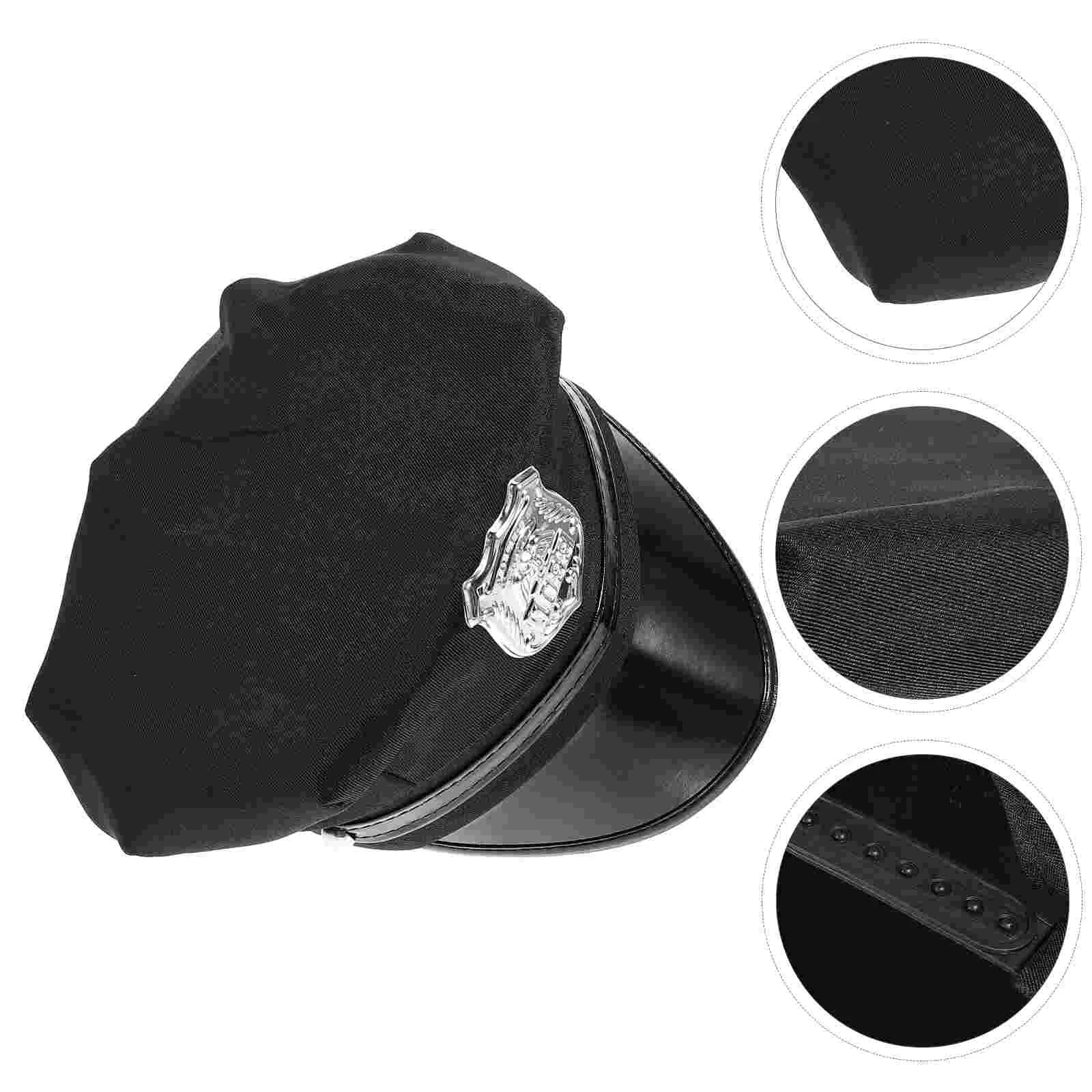 

Halloween Party Police Cosplay Hat Props Man Womens Hat Police Officer Costume Accessories Pu Stage Performance Hats Halloween