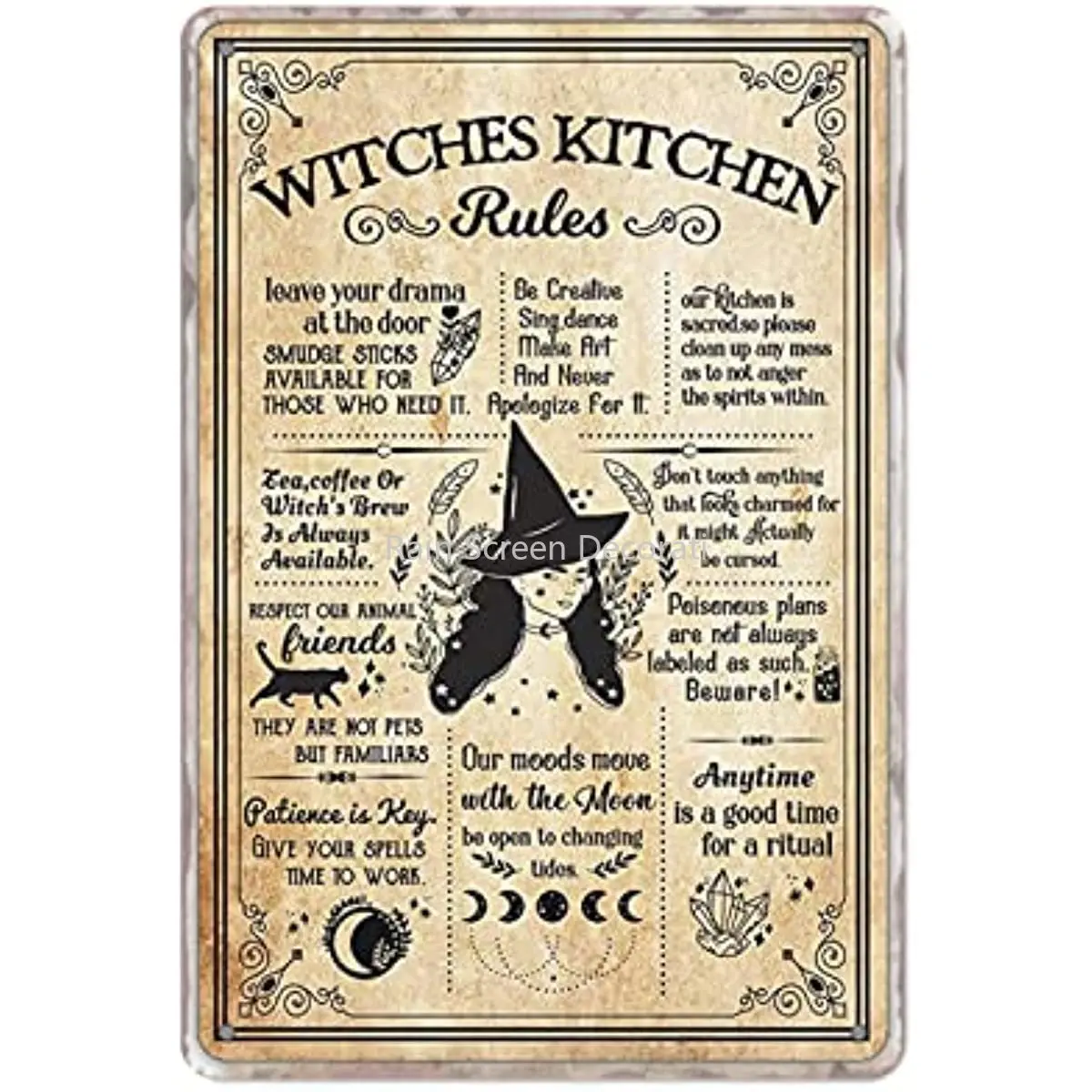 

New Metal Tin Sign Vintage Witches Kitchen Rules Witchy Kitchen for Home, Living Room, Garden, Bedroom, Office, Hotel, Cafe
