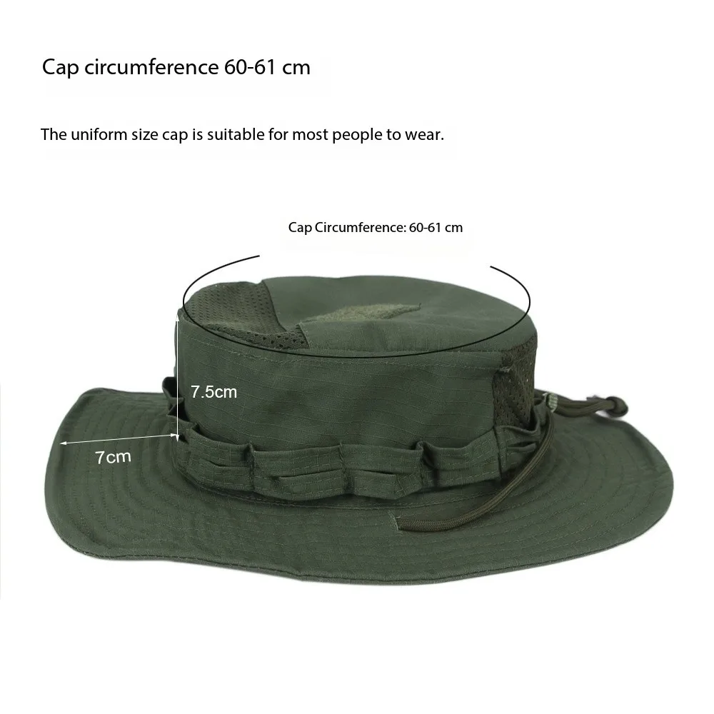 Cappello Tattico Boonie 2.0 in Rete Mimetica, Berretto da Combattimento Estivo Multicam per Sport all'Aperto, Allenamento, Pesca, Escursionismo, Campeggio e Caccia - immagine 6