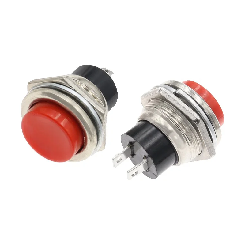 5/20PCS 16MM Power Switch Round Red Switch DS-212 Small Self-Reset Momentary Push Button Start Compound Button Power push button switch
