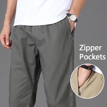 Pantaloni Casual da uomo con tasche con cerniera in cotone di alta qualità 2023 estate autunno elastico in vita pantaloni sportivi da lavoro Utility 1