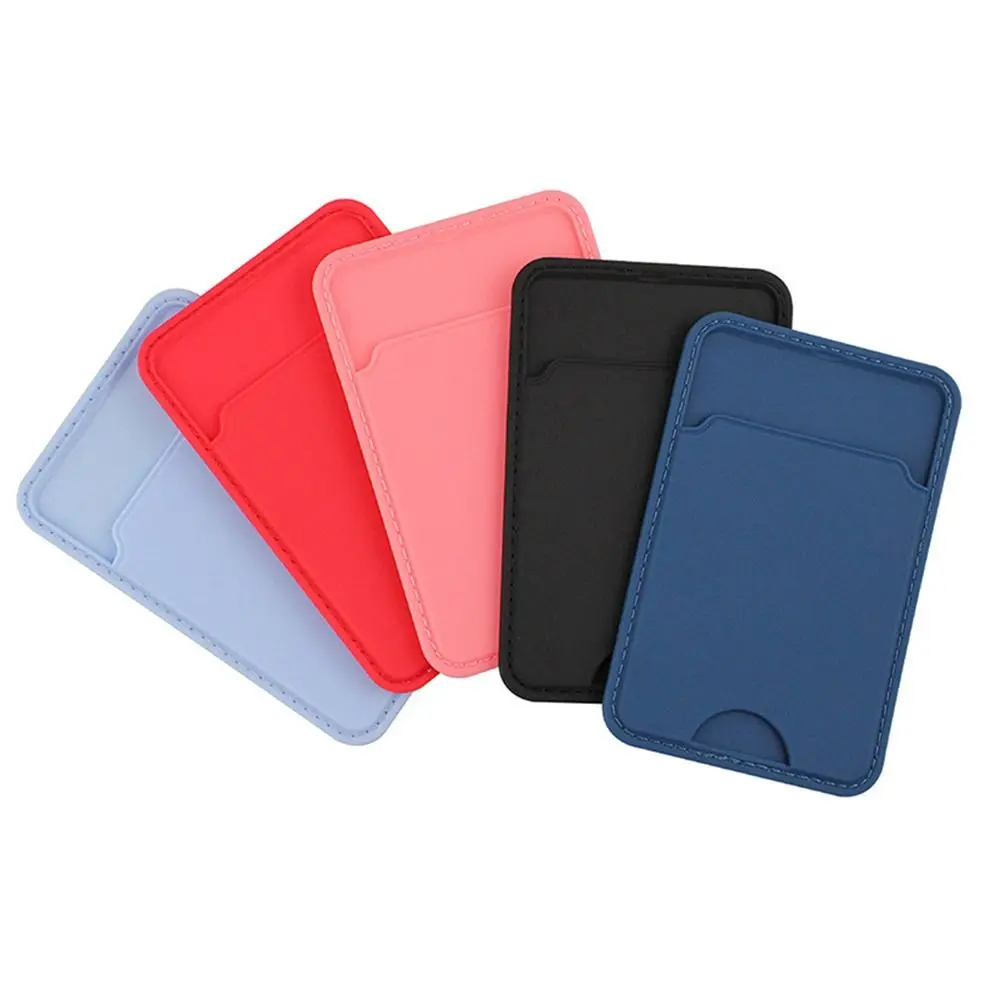2Pcs Mobile Phone Back Slot Card Holder Wallet Case Silicone Phone Pouch Mobile Back Paste Sticker Bus/ ID Bank Card Paste