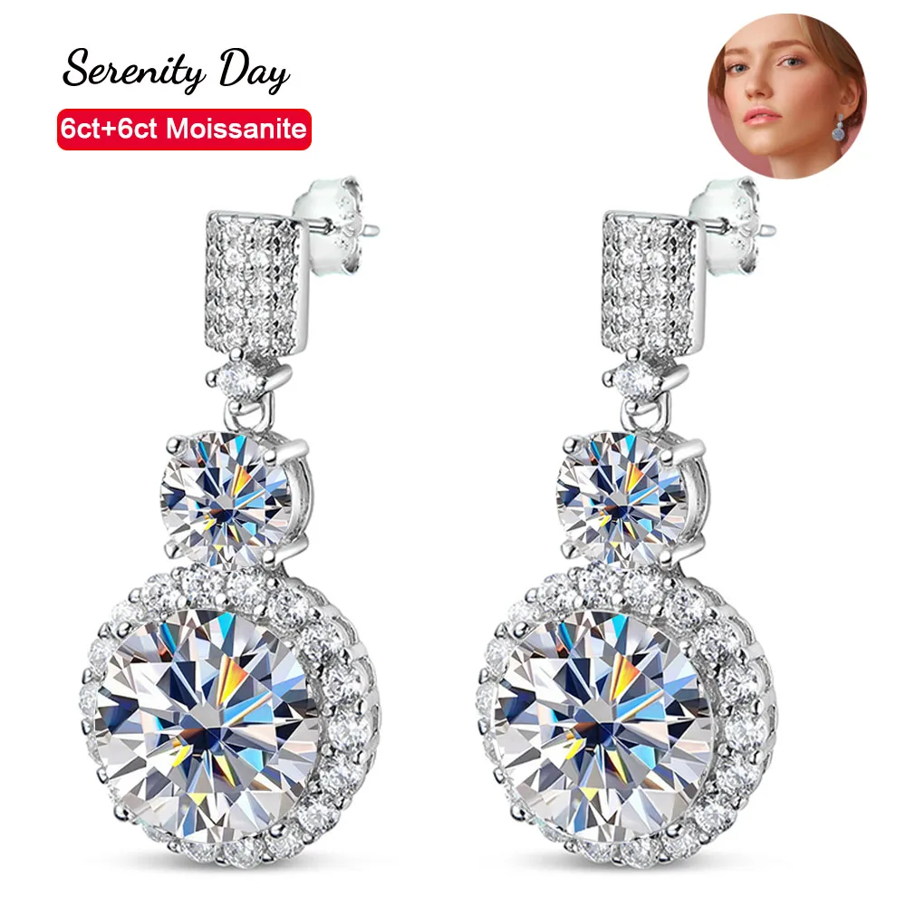 3Ct Moissanite Necklace Earrings Set 925 Sterling Silver GRA Cert Wedding