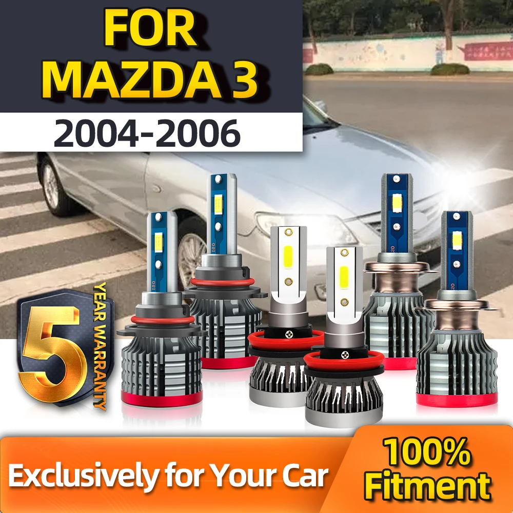 

TEENRAM Combo Headlamp Bulbs Car Front CSP Turbo 9005 H7 High Low Beam Bulb Fog Light H11 Year 2004 2005 2006 For Mazda 3