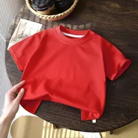 T-shirt à manches courtes en coton pour enfants, blanc, rouge, noir, vêtements d'été pour bébés filles et garçons 5