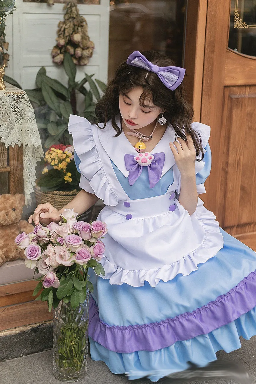 Sweet Cosplay Maid Costume Dress Anime Kawaii Dress Women Lolita Cute Princess Schoolgirl Maid Outfits Plus Size Cos