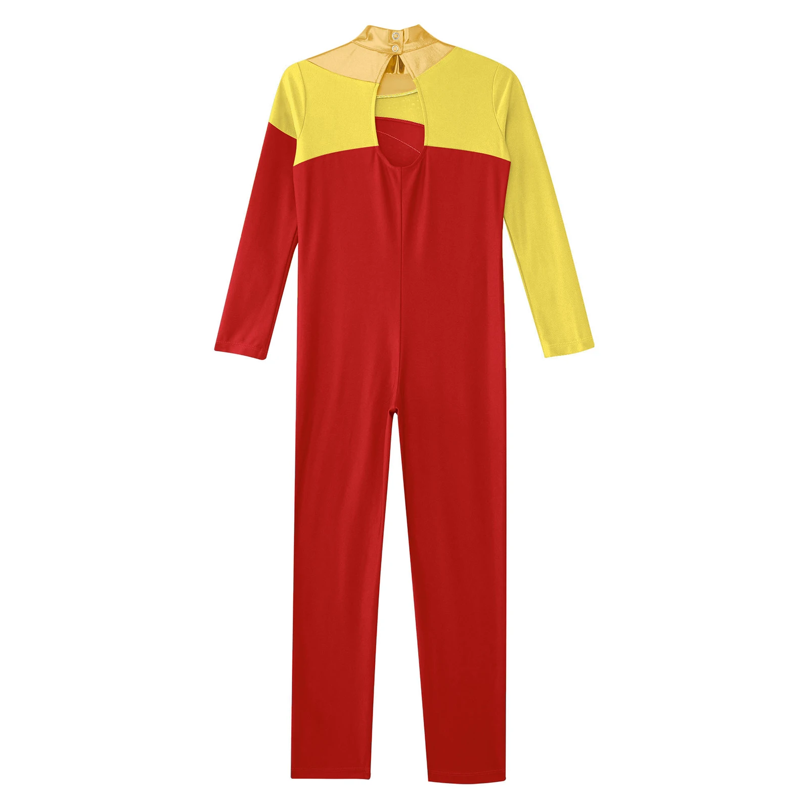 Kinder Mädchen Gymnastik Trikot Overall Langarm Metallic Kontrast farbe Bodysuit für Eiskunstlauf Tanz Performance Kostüm – Detail 20