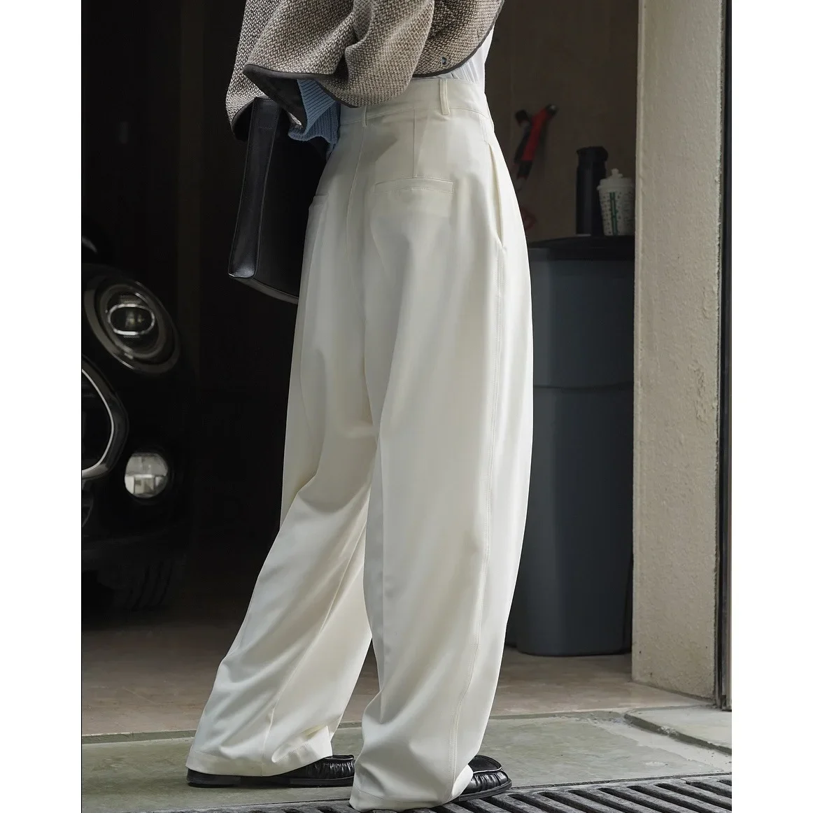 Spring Tailored Trousers Loose Pants Women Straight Wide Leg Korean Baggy Joggers Streetwear Simple Commuting Crisp Thin Casual сухарики finn crisp фин крисп coriander бородинские с кориандром 180гр