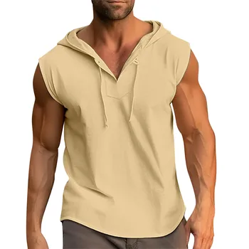 Fashion Clothing Bodybuilding Muscle Guys Fitness Men Hooded Tank Top Vest Sportswear Sleeveless Shirt Hoodie T Shirt 4