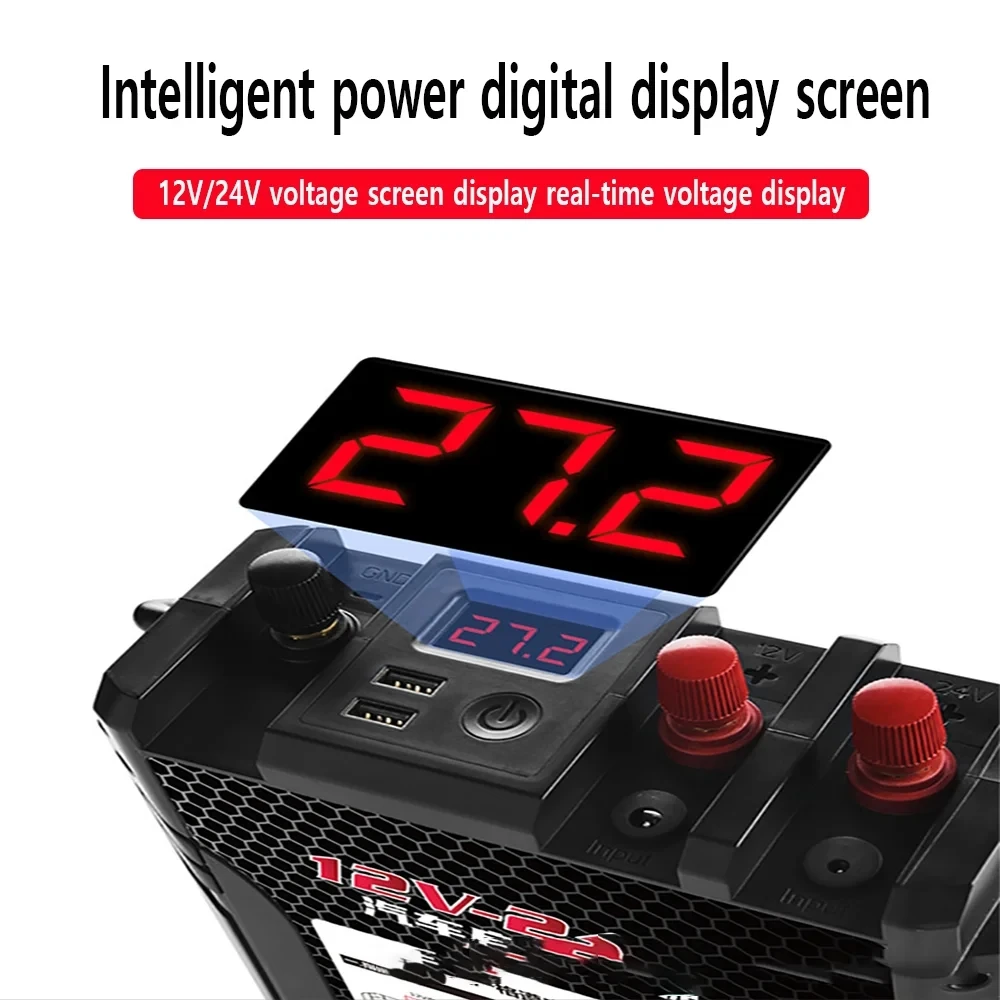 Car jump starter 12V/24V 358000mAh, a sturdy and durable electric starting device that can start any vehicle