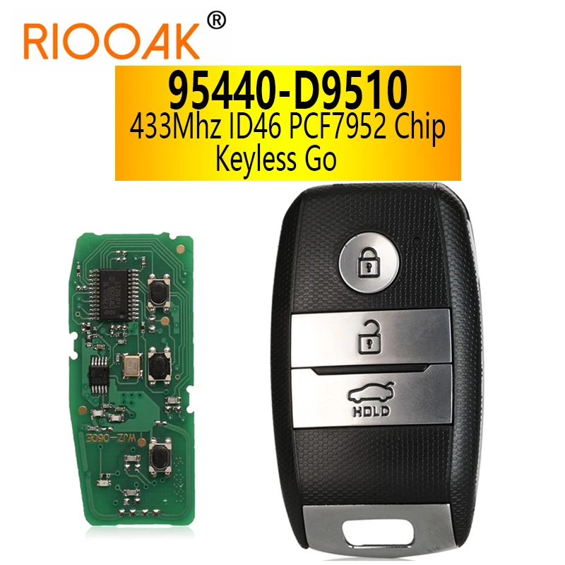 

433Mhz ID46 PCF7952 Chip Keyless Go Car Smart Remote Key Fob Control for KIA K5 KX3 Sportage Sorento P/N 95440-D9510