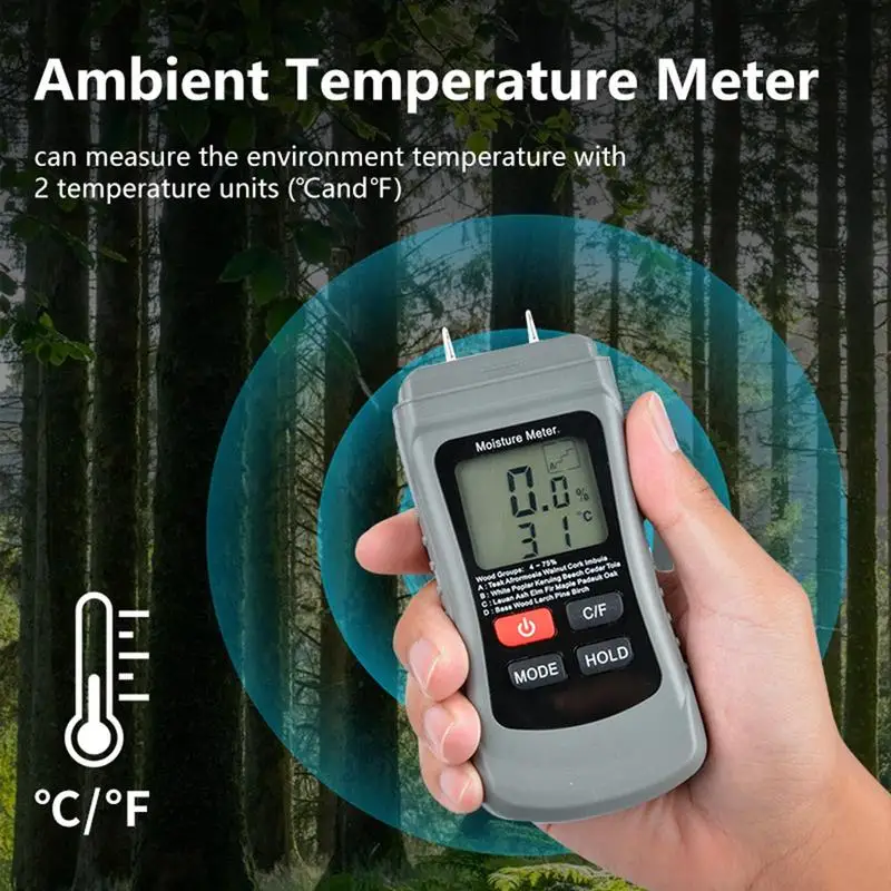 Firewood Moisture Meter Multifunctional Digital Humidity Meter Moisture Reader Versatile Temperature Humidity Monitor