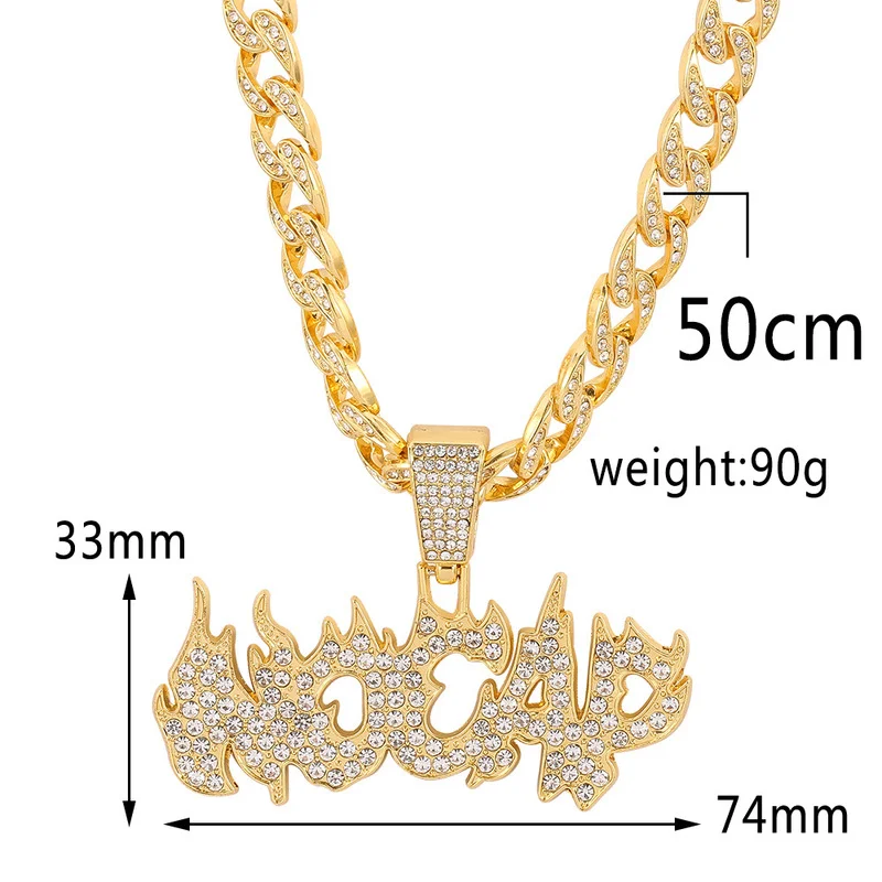 

Men Ladies Hip Hop Encrusted Diamond Pendant Letter Necklace Miami Cuban Chain Frozen Gold Hip Hop Necklace Fashion Jewelry