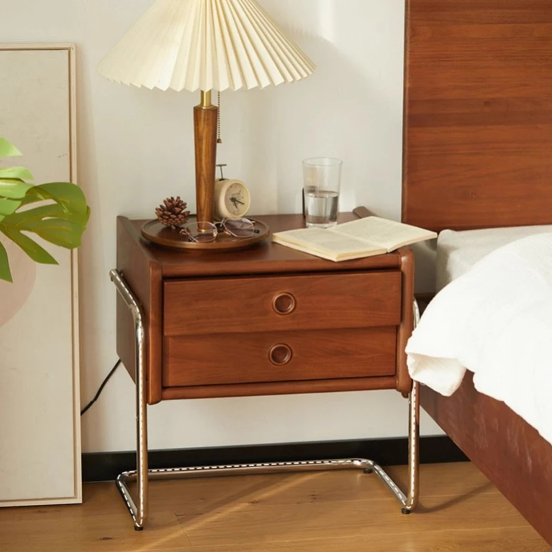 Comodino moderno Mid-Century in legno massello con cassetti portaoggetti - immagine 4