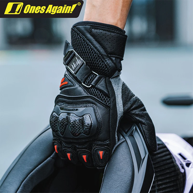 Four Season Newest Breathable Moto Guanti Summer Motocicleta Carbon Fiber Sheepskin Genuine Leather Motorcycle Gloves