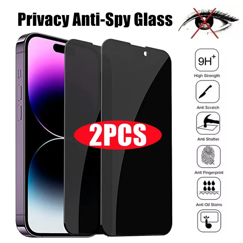 

2 шт., антишпионское закаленное стекло для IPhone 14 11 12 13 PRO MAX XS Max XR X 15 7 8 Plus SE