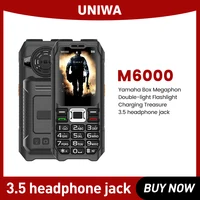 UNIWA M6000 2G Feature Phone Power Bank 2.3Inch FM Radio MP3 Voice Record Torch Cheap Mobile Phone English Keys Button Cellphone 1