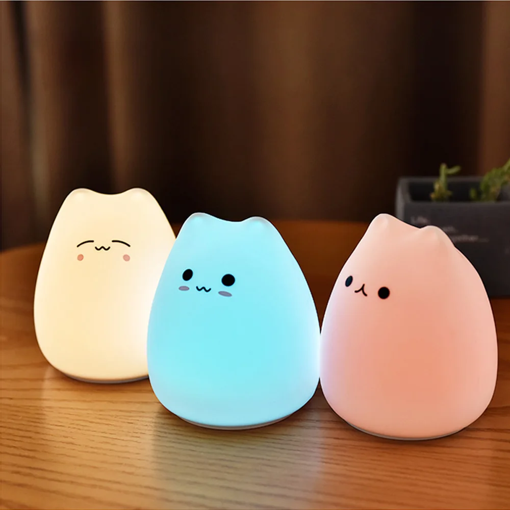 

LED Night Light Cat Lamp Wireless Touch Sensor Silicone Battery Animal Light Child Holiday Bedroom Desktop Decor Lamp