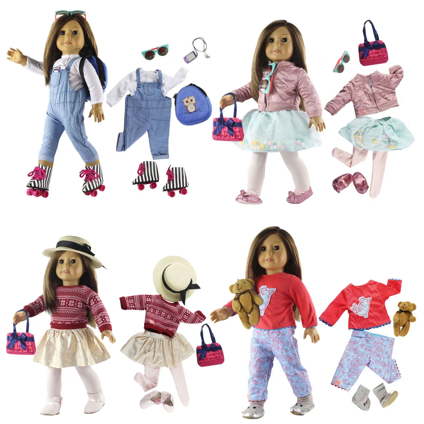 

Fashion Doll Clothes Set Toy Clothing Outfit for 18" American Doll Casual Clothes Many Style for Choice B12