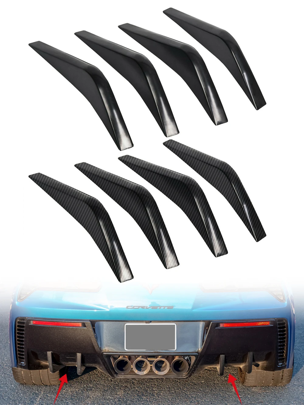 Spoiler dell'aletta del diffusore dell'aria del paraurti posteriore dell'automobile per Chevrolet Corvette C7 2014-2019 - immagine 6