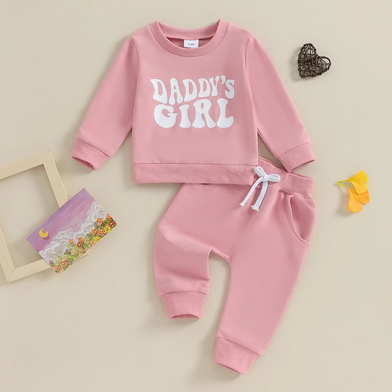 2023-09-12 Lioraitiin 0-3Y Daddys Girl Baby Clothes Newborn Fall Winter Outfits Sweatshirt Pants Set Shirt Top Sweatpants Suit