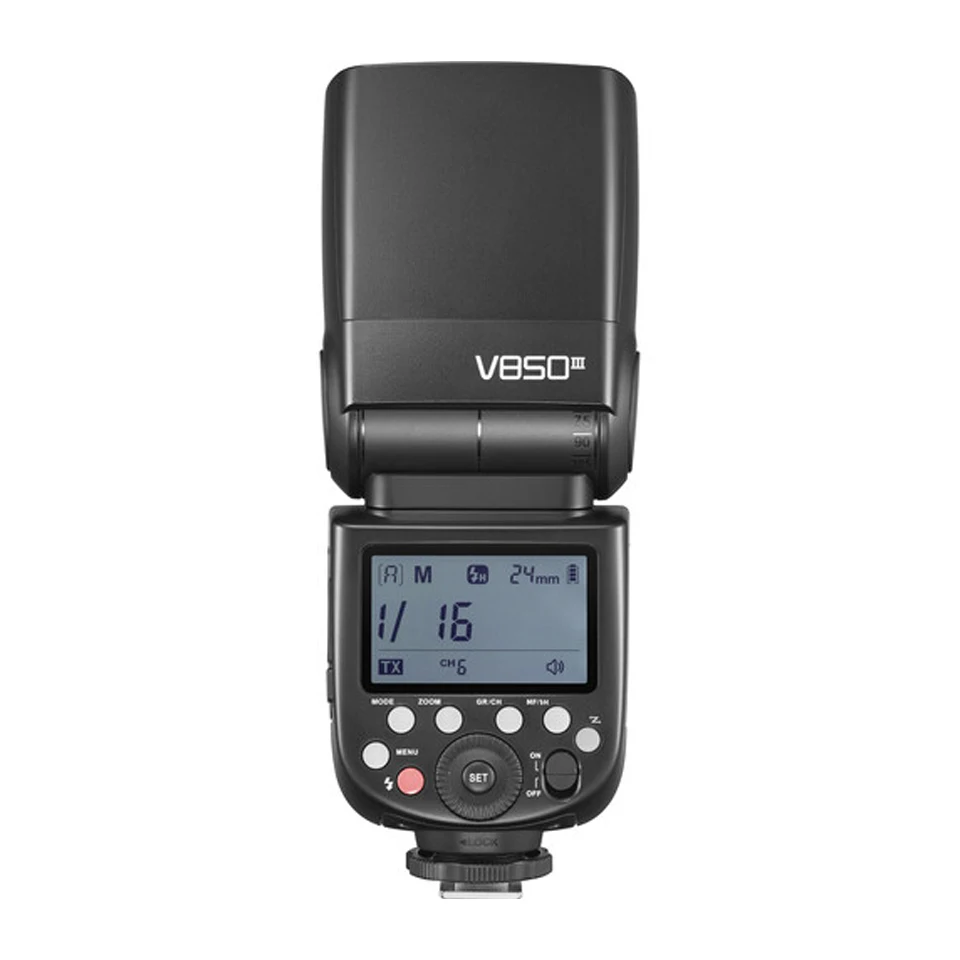 고독스 V850III 카메라 플래시 1/8000초 HSS 1.5초 재사용 시간 -7에서 +120까지 ° DSLR 카메라 사진 촬영용 플래시의 반사 조정
