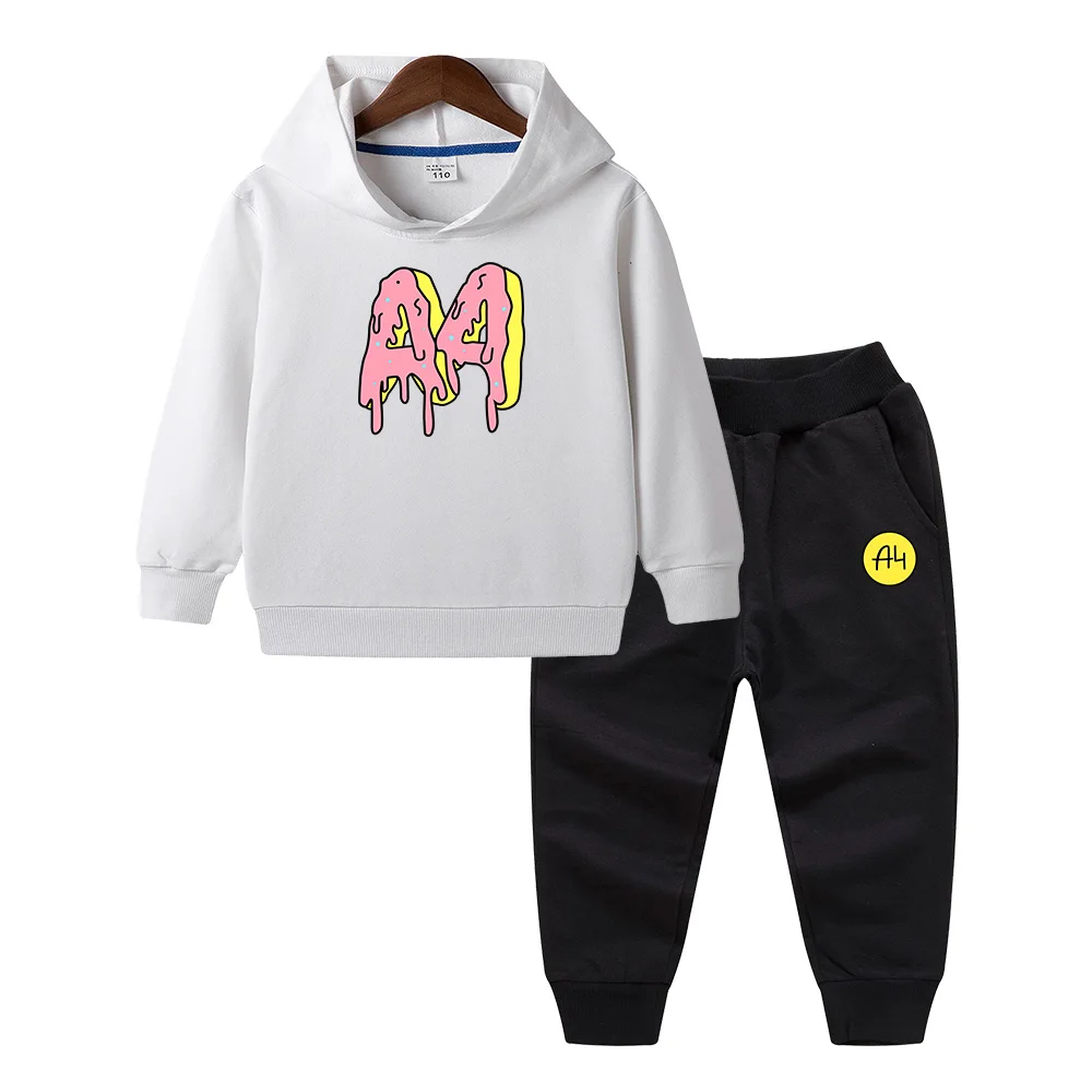 Hoodie Pants Suit Summer A4 Merch Child Donuts print Boy Girl Sweatshirt Tops Merch A4 Casual Quality kids Baby Clothing kids hoodie sweatshirts