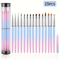 Professional Nail Art Brushes Set for 3D Gel and Acrylic Design (MULTI)