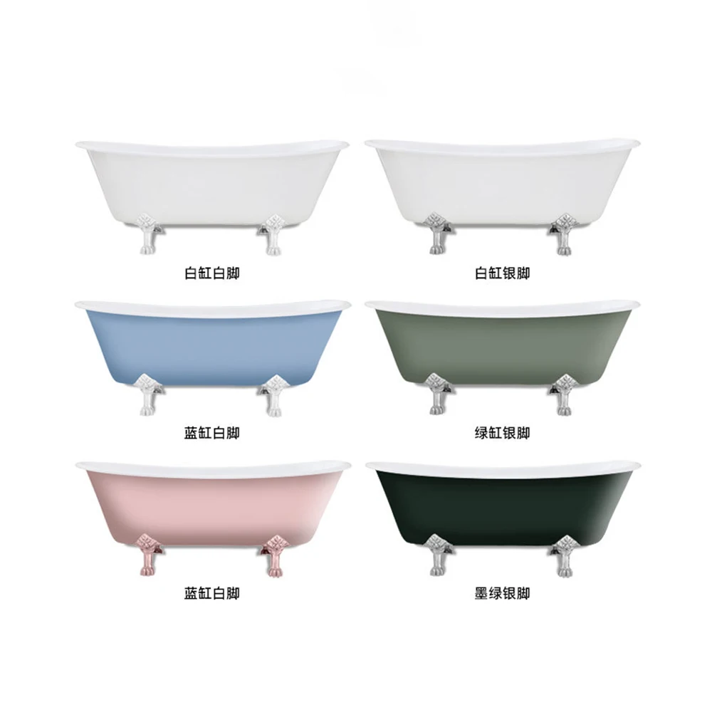 67" Freestanding Luxury Bathtub Cast Iron Double Ended Enamel Claw Paw Feet Tub Multi-Color Custom Built sw1022 3