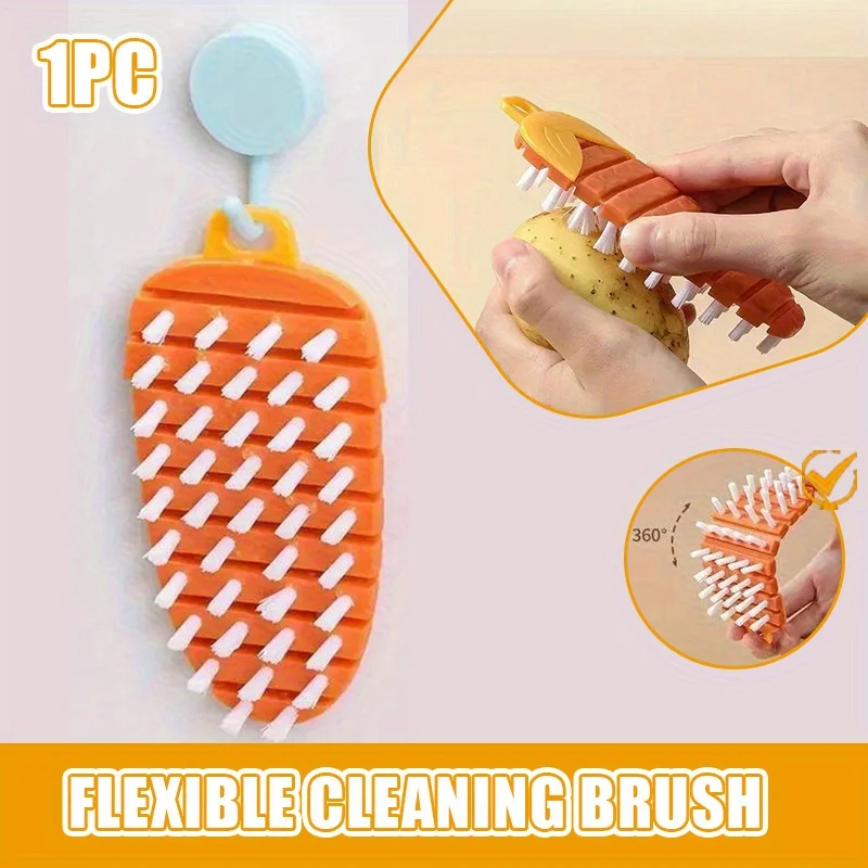 Fruit and Vegetable Brush Bendable Cleaning Brush Kitchen Tools Fruit and Vegetable Pan Bowl Clean