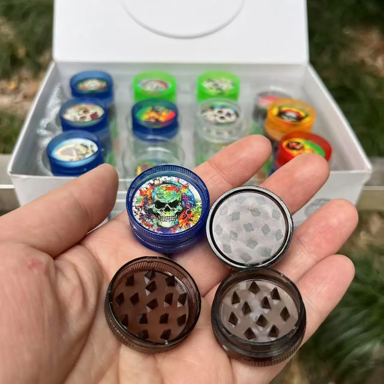 48Pcs/Pack Grinder Dia 30MM 2Layers Mini Plastic Pepper Mill Spice Crusher Smoking Tobacco Tool Accessories Mixed Color,herb grinder,smoking accessories,tobacco smoking accessories,tobacco grinder,manual spice grinder