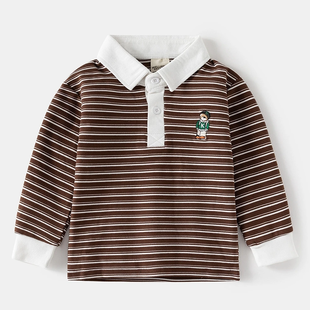 XUANMU Polo per bambini, camicette a maniche lunghe per bambini, ricami per bambini, camicie con colletto rovesciato, magliette, vestiti per bambini XB067_voghion.com