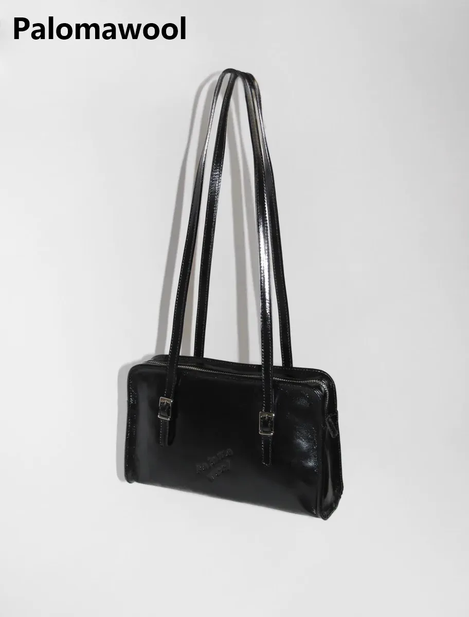 Paloma wool Women's Luxury Brand Oil Wax Cowhide Single Shoulder Crossbody Letter Bag Underarm Bag