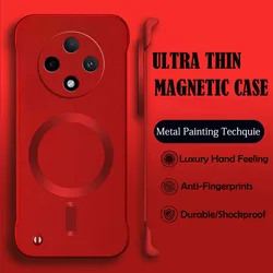 Luxury Magnetic Magsafe Wireless Charging Phone Case with Protective Bumper for Realme GT 3 (Red)