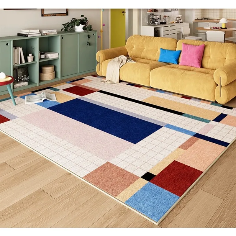 Geometric Pattern Living Room Carpet Modern Creative Art Bedroom Plush Rug Foldable Machine Washable Non-slip Cloackroom Mats 러그