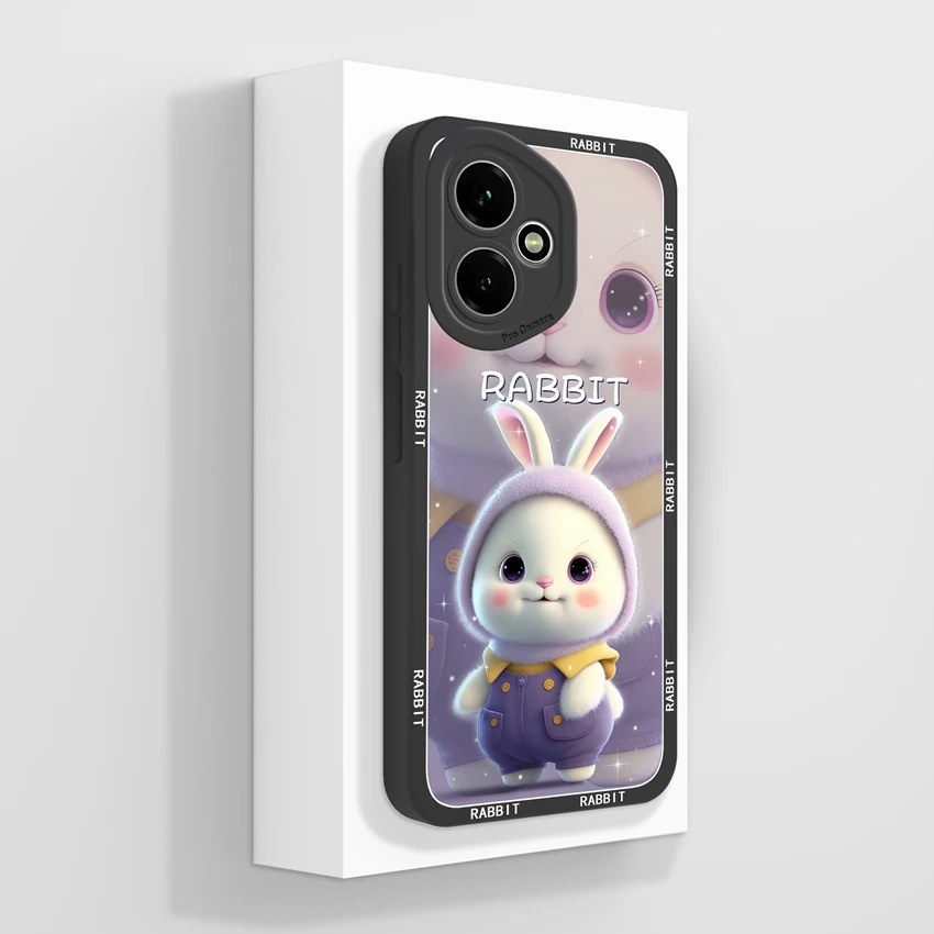 Cute Cat Pattern Soft Silicone Phone Case with Screen Protector - Anti-Slip Shell