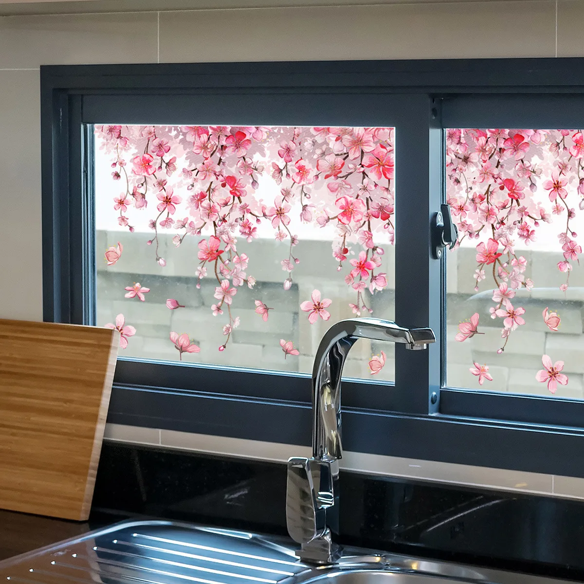 Wall Sticker 1 Set Pink Flower Static Window Stickers Diy Wallpaper Festival Home Decor Crafts Window Cling