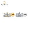 Right Grand ASTM F136 Titanium 16G Marquise Lotus CZ Flower Flat Back Stud Labret Tragus Helix Cartilage Conch Earring Piercing 1