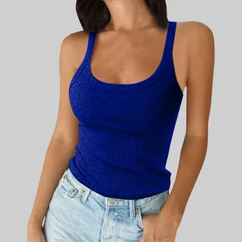 2025 New Women Tank Tops Summer Solid Sexy Streetwear Casual Slim Sleeveless Camisole Stretch Underwear Fashion Basic Tops 1