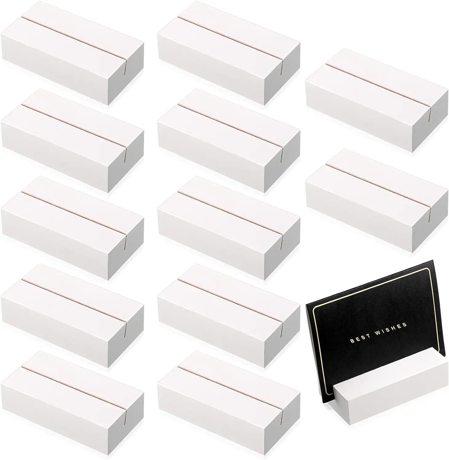 12 pcs Wood Place Card Holders Wood Sign Holders Table Number Holder Stands Name Card Holder for Wedding Party Events Decor