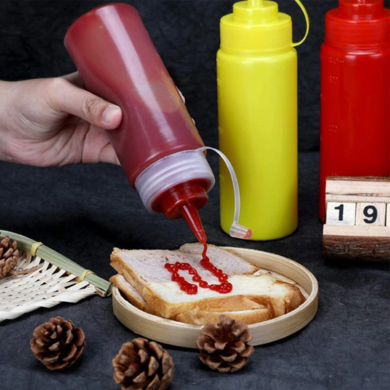 4 Bottiglie Per Condimenti 50ml Con Tappo A Spremitura - Per Senape, Olio, Colla - Materiale Sicuro PE