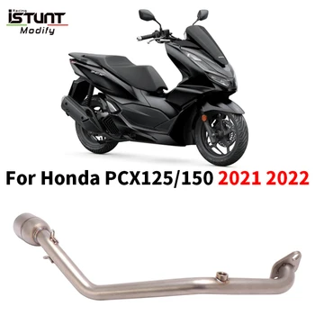 Slip On For Honda PCX125 PCX150 PCX 125 150 2021 2022 Motorcycle Exhaust System Front Link Pipe Escape Moto Muffler With Sensor