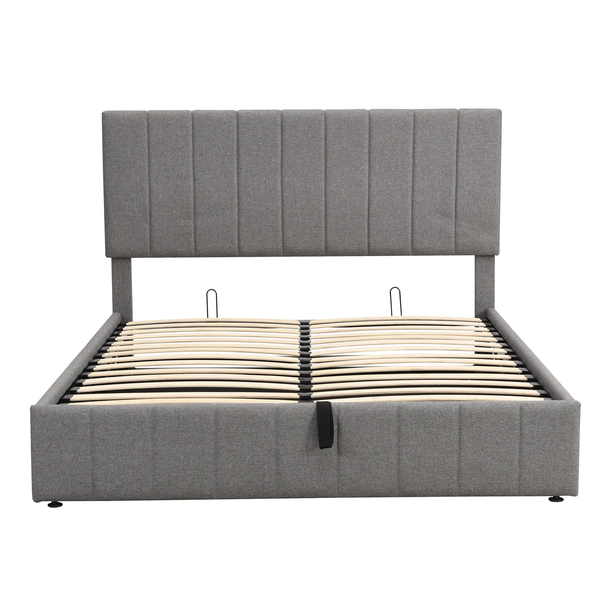 Двуспальная мягкая платформа с гидравлической системой хранения-серый