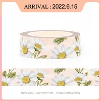 NEW 1PC Decorative INS Style Daisy Japanese Paper Washi Tape Journaling Adhesive Masking Tape Cute Papeleria 1