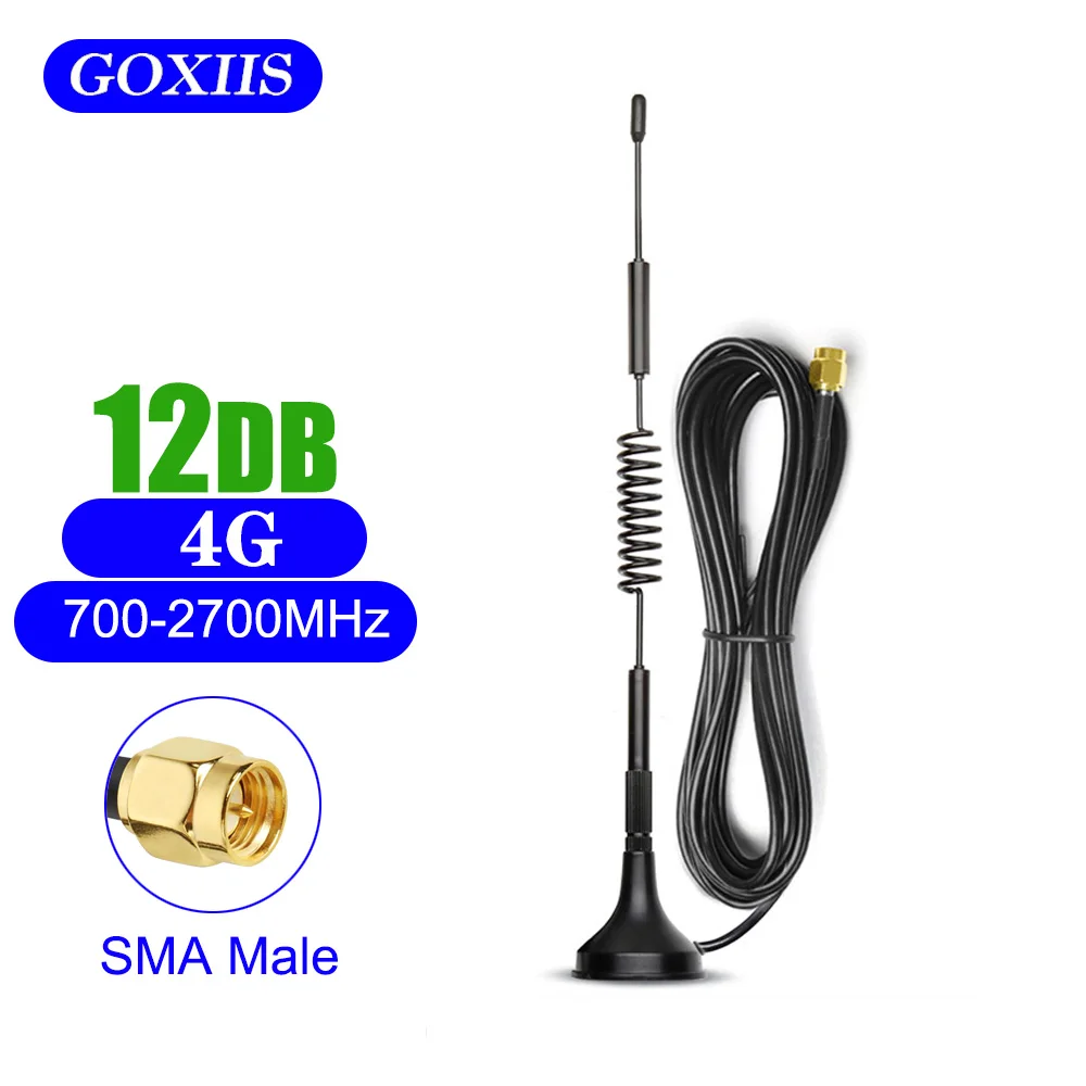 

High Gain 12dBi 4G LTE 3G 2G Antenna SMA Male Connector 700-2700MHz GSM External Router Magnetic Antenna Signal Booster