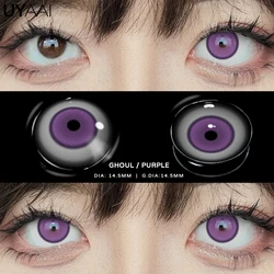 Premium Cosplay Halloween Color Contact Lenses - White, Black, and Red Options (Ghoul Purple)