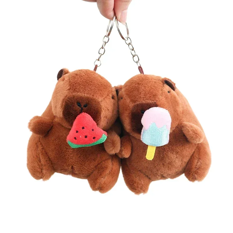 Plush Capybara Keychain Snot Pulling Charm Cartoon Stuffed Animal School Bag Pendant Gift For Kids Adults 12cm
