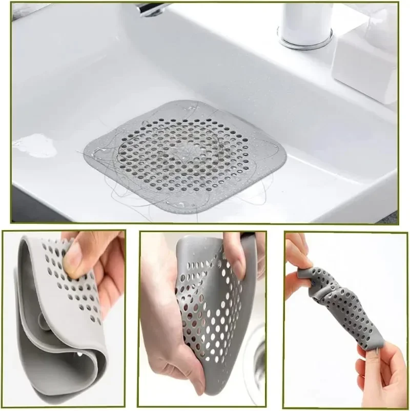 Silikon-Abflussstopper für Küche und Bad, Haarfänger für Badewanne, Duschablauf und Spüle, Wasserfilter, Haushaltszubehör – Detail 9
